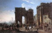 SALUCCI, Alessandro Harbour View with Triumphal Arch g oil on canvas